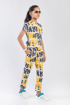 ONE SKY Girls' Cotton Co-ord Set | Abstract Print Tee & Pants | Casual 2-Piece | Ages 3-14 Years