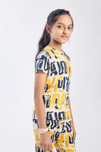 ONE SKY Girls' Cotton Co-ord Set | Abstract Print Tee & Pants | Casual 2-Piece | Ages 3-14 Years
