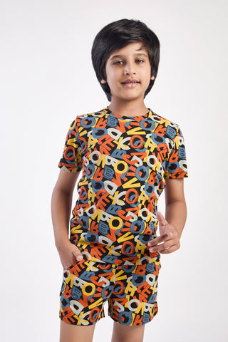 ONE SKY Boys' Cotton Co-ord Set | Printed T-Shirt & Shorts | Summer Wear | Ages 3-14 | 2-Piece
