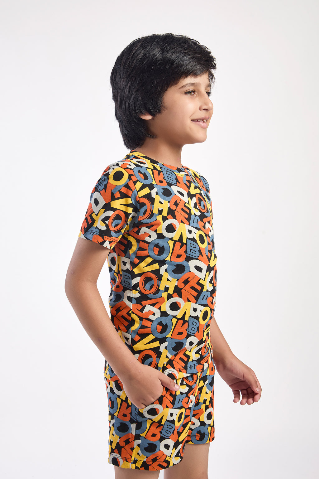 ONE SKY Boys' Cotton Co-ord Set | Printed T-Shirt & Shorts | Summer Wear | Ages 3-14 | 2-Piece