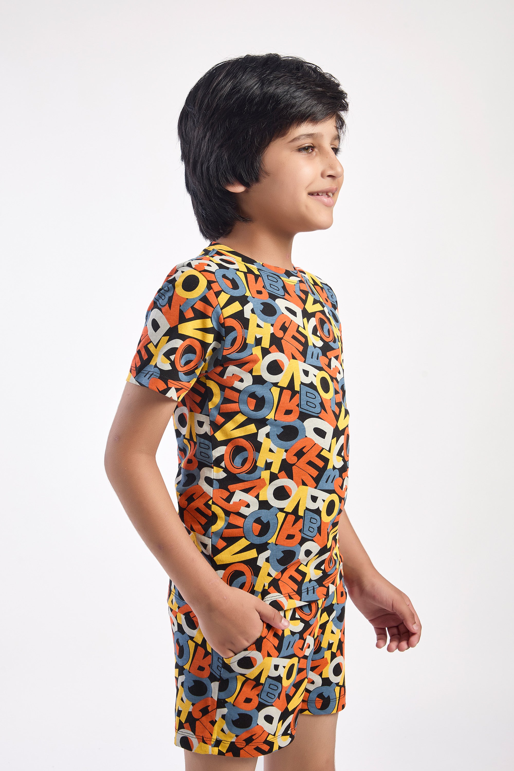 ONE SKY Boys' Cotton Co-ord Set | Printed T-Shirt & Shorts | Summer Wear | Ages 3-14 | 2-Piece