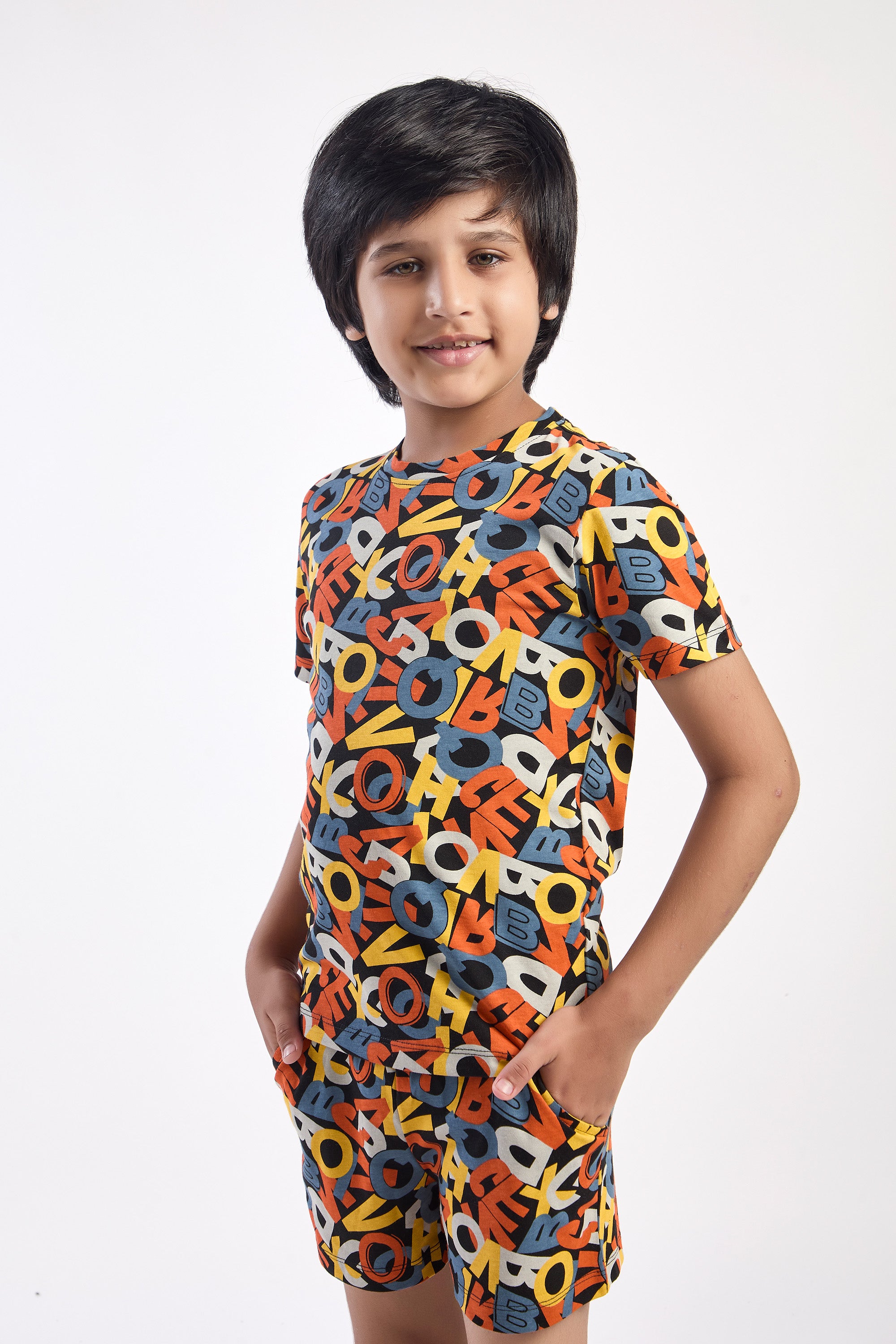 ONE SKY Boys' Cotton Co-ord Set | Printed T-Shirt & Shorts | Summer Wear | Ages 3-14 | 2-Piece