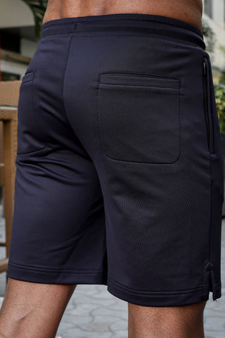 Men's Mid-Rise Typography Printed Casual Shorts | Polyester-Spandex Flat Front with Drawstring | 4 Pockets