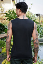 Men’s 100% Cotton Typography Printed Sleeveless T-Shirt | Round Neck Casual Tank Top | Soft Breathable Fabric | Machine Washable
