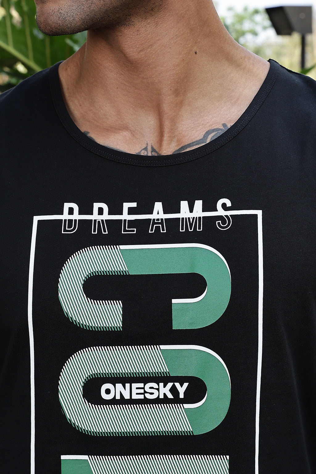 MEN BLACK PRINTED TANK TOP