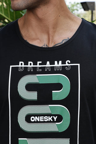 MEN BLACK PRINTED TANK TOP