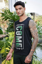 Men’s 100% Cotton Typography Printed Sleeveless T-Shirt | Round Neck Casual Tank Top | Soft Breathable Fabric | Machine Washable