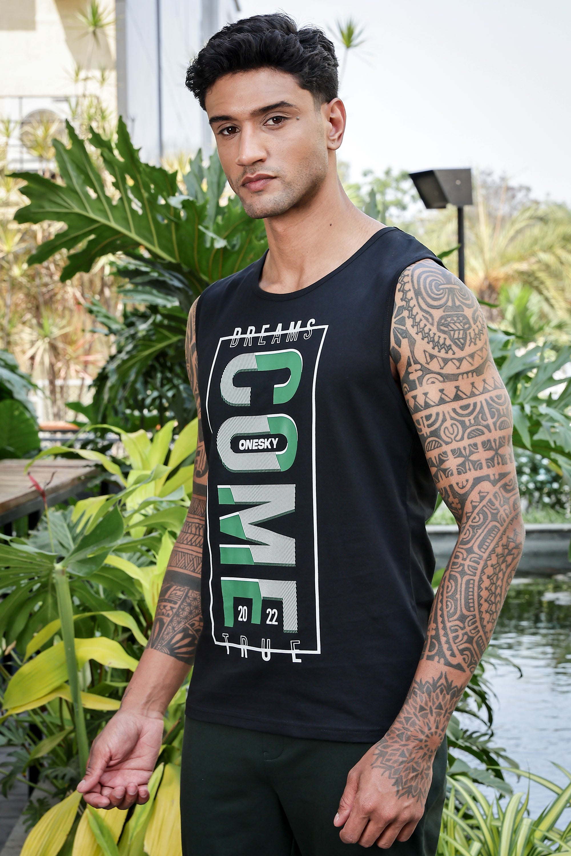 Men’s 100% Cotton Typography Printed Sleeveless T-Shirt | Round Neck Casual Tank Top | Soft Breathable Fabric | Machine Washable