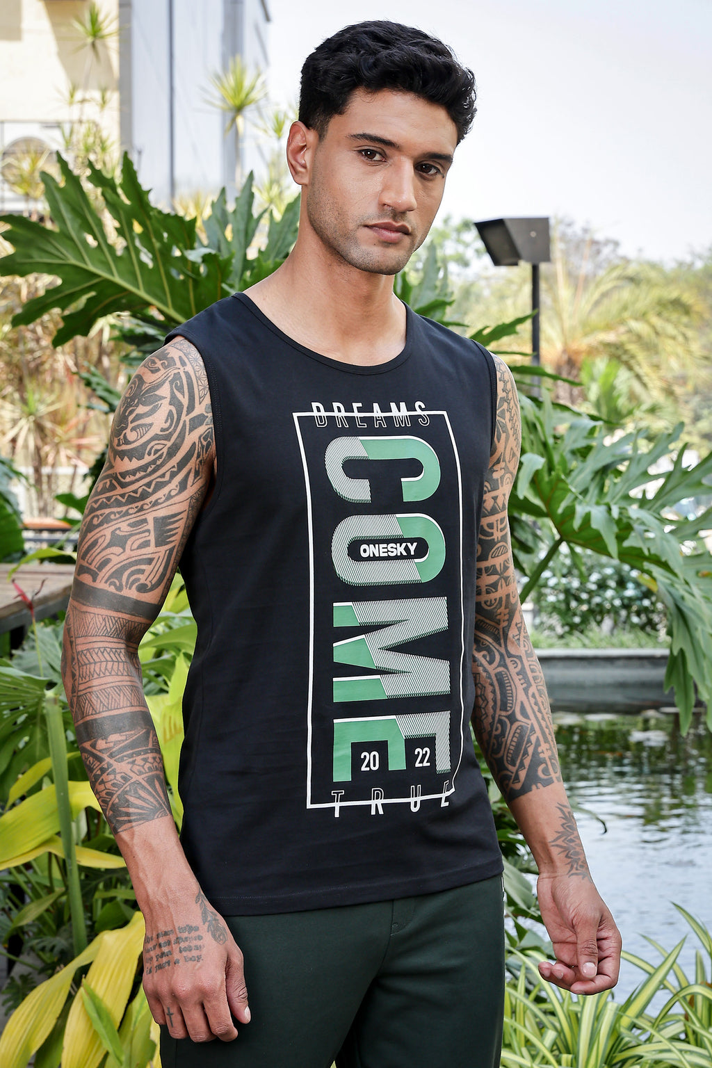 Men’s 100% Cotton Typography Printed Sleeveless T-Shirt | Round Neck Casual Tank Top | Soft Breathable Fabric | Machine Washable