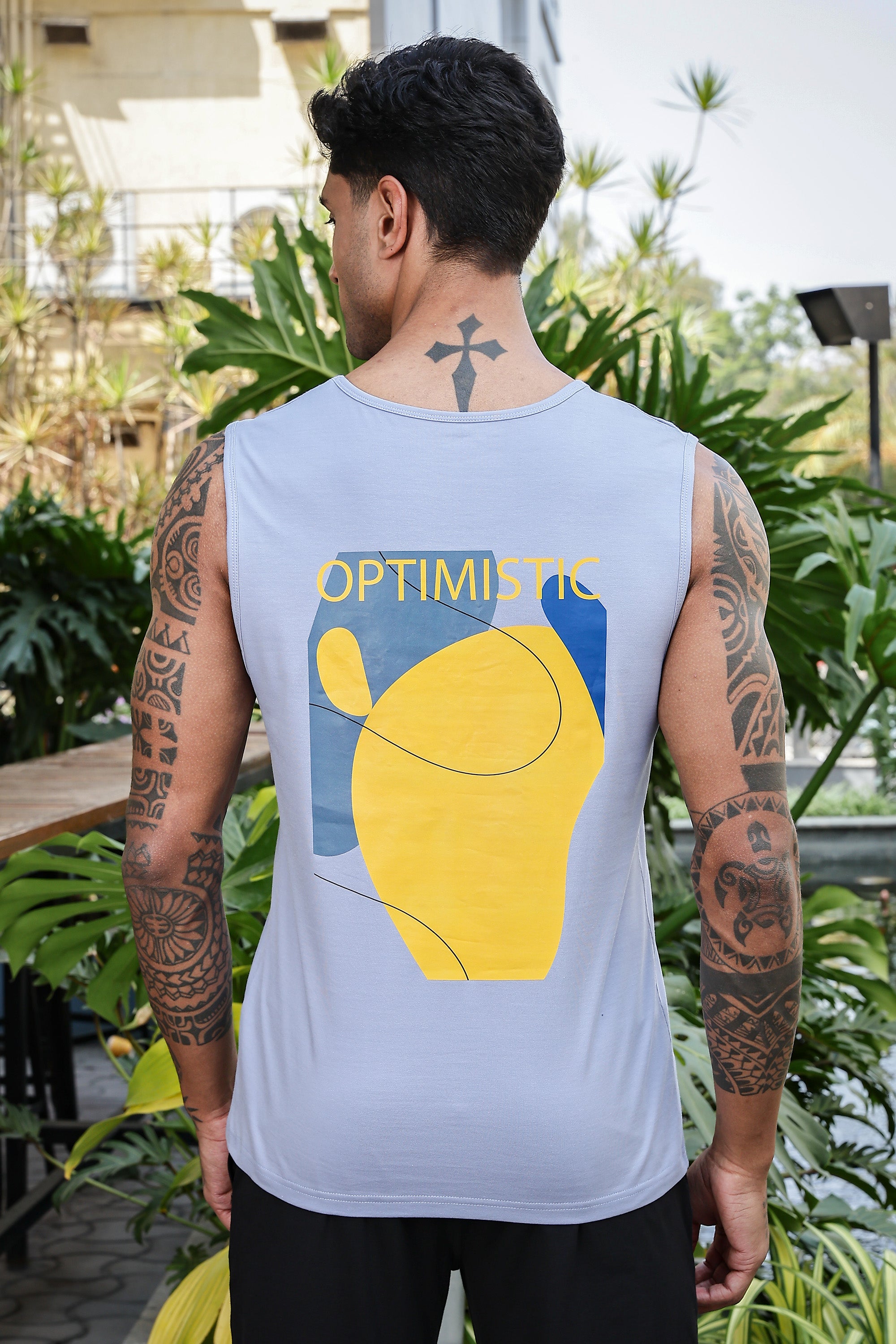 MEN SARKE GREY PRINTED TANK TOP