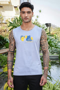 MEN SARKE GREY PRINTED TANK TOP