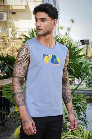 MEN SARKE GREY PRINTED TANK TOP