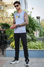 Men's Sleeveless Graphic Printed Tank Top | Cotton Stretch Round Neck Casual Vest | Pullover Style