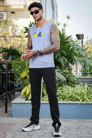 Men's Sleeveless Graphic Printed Tank Top | Cotton Stretch Round Neck Casual Vest | Pullover Style