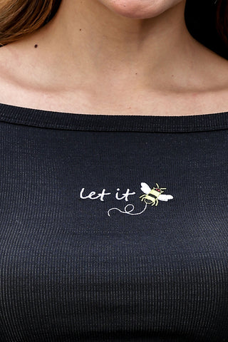 WOMEN SQUARE NECK BLACK WOMENS RIBBED TOP