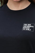WOMEN ROUND NECK BLACK T SHIRT