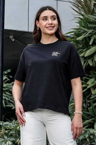 WOMEN ROUND NECK BLACK T SHIRT