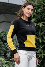 WOMEN ROUND NECK BLACK SWEATSHIRT