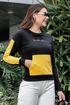 WOMEN ROUND NECK BLACK SWEATSHIRT
