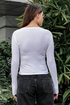 WOMEN SQUARE NECK WHITE WOMENS RIBBED TOP