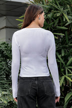 WOMEN SQUARE NECK WHITE WOMENS RIBBED TOP