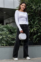 WOMEN SQUARE NECK WHITE WOMENS RIBBED TOP