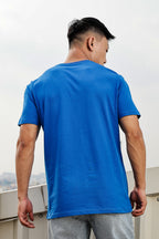 MEN ROUND NECK IMPERIAL BLUE PRINTED T SHIRT