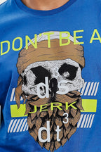 MEN ROUND NECK IMPERIAL BLUE PRINTED T SHIRT