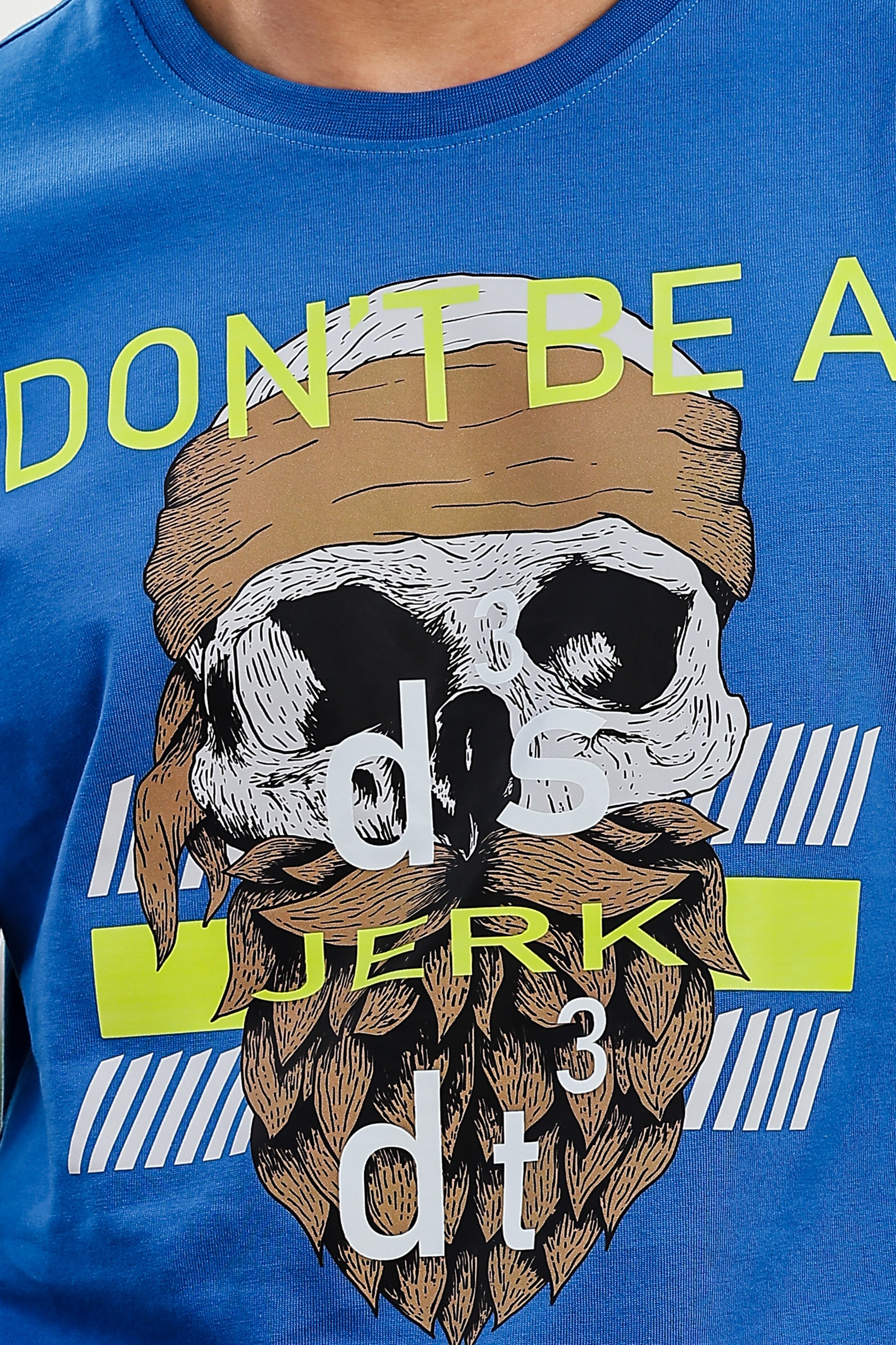 MEN ROUND NECK IMPERIAL BLUE PRINTED T SHIRT