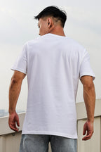 MEN ROUND NECK WHITE PRINTED T SHIRT