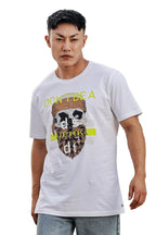 MEN ROUND NECK WHITE PRINTED T SHIRT