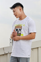 MEN ROUND NECK WHITE PRINTED T SHIRT