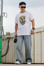 MEN ROUND NECK WHITE PRINTED T SHIRT