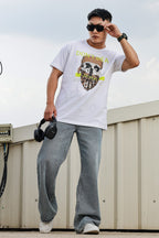 MEN ROUND NECK WHITE PRINTED T SHIRT