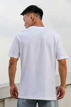 MEN ROUND NECK WHITE PRINTED T SHIRT