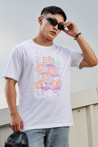 MEN ROUND NECK WHITE PRINTED T SHIRT