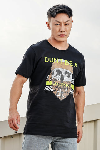 MEN ROUND NECK BLACK BEAUTY PRINTED T SHIRT