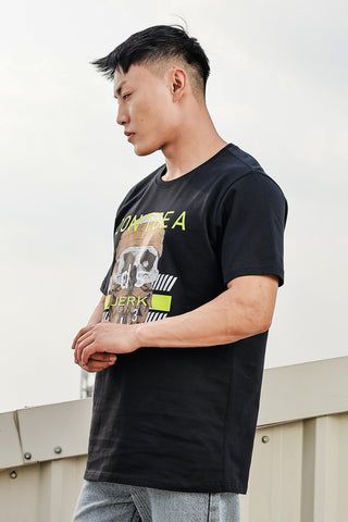 MEN ROUND NECK BLACK BEAUTY PRINTED T SHIRT