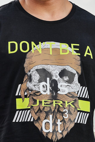 MEN ROUND NECK BLACK BEAUTY PRINTED T SHIRT