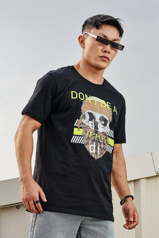 MEN ROUND NECK BLACK BEAUTY PRINTED T SHIRT