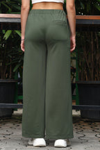 Women’s Solid Mid-Rise Flared Pants – Slip-On Style, Stretch Fabric