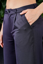 WOMEN BLACK REGULAR FIT CASUAL PANT