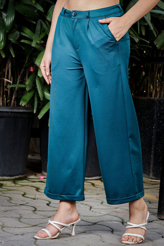 WOMEN DARK SEA REGULAR FIT CASUAL PANT