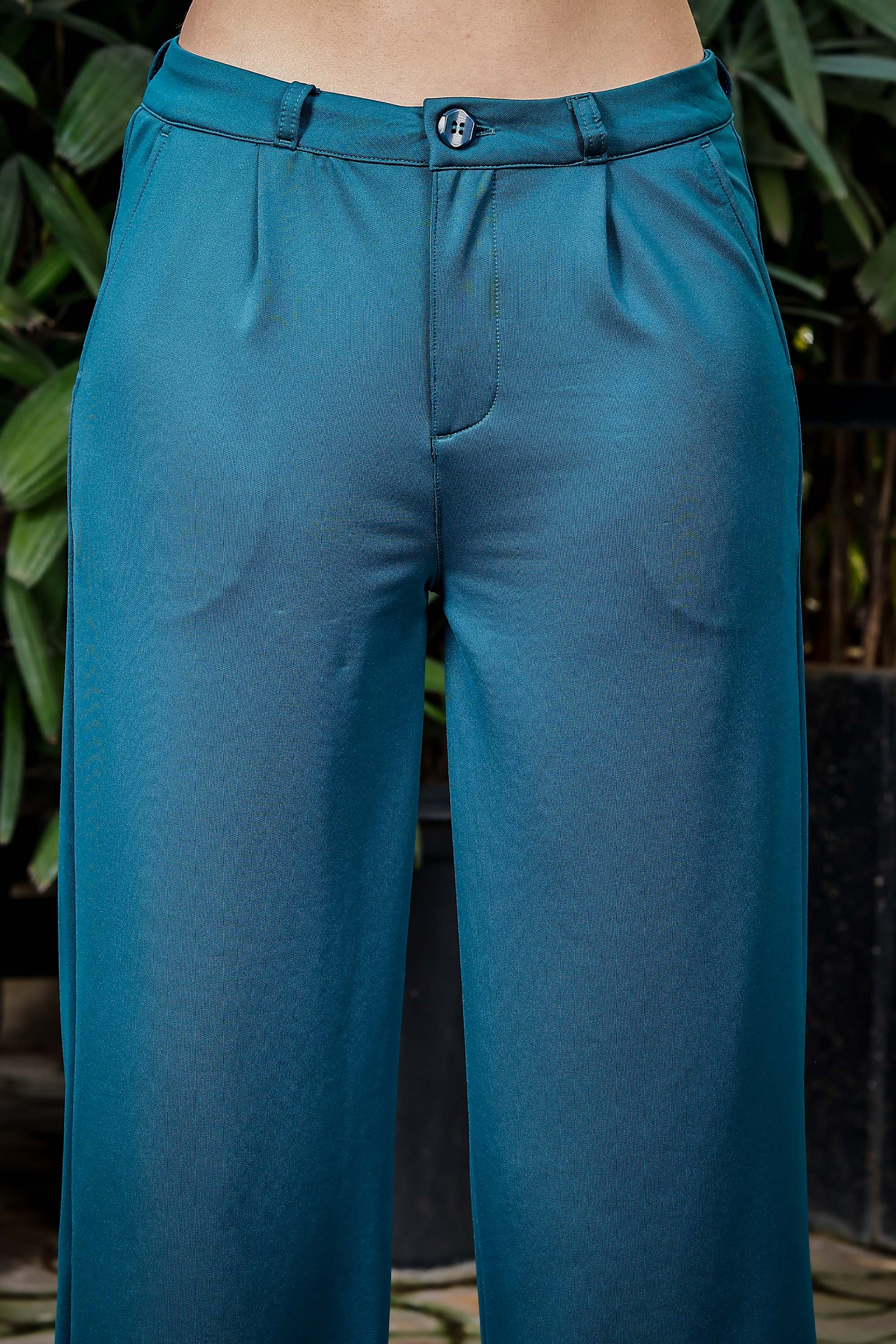 WOMEN DARK SEA REGULAR FIT CASUAL PANT