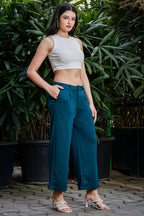 WOMEN DARK SEA REGULAR FIT CASUAL PANT