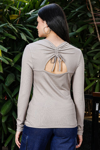 ONE SKY WOMEN HUMUS SOLID WOMENS RIBBED TOP