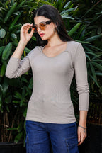 ONE SKY WOMEN HUMUS SOLID WOMENS RIBBED TOP