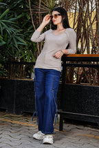 ONE SKY WOMEN HUMUS SOLID WOMENS RIBBED TOP