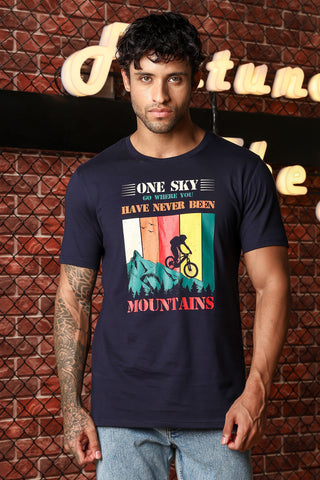 MEN ROUND NECK NIGHT SKY PRINTED T SHIRT