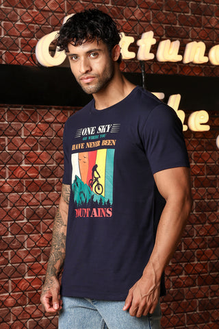 MEN ROUND NECK NIGHT SKY PRINTED T SHIRT